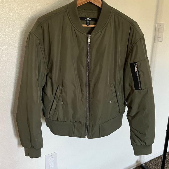 7 For All Mankind Jackets & Blazers - 7 For All Mankind Olive Bomber Jacket - women’s